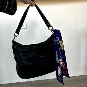 Vintage Coach Bag Purse F14707 Zoe Black Leather Purse with Twilly